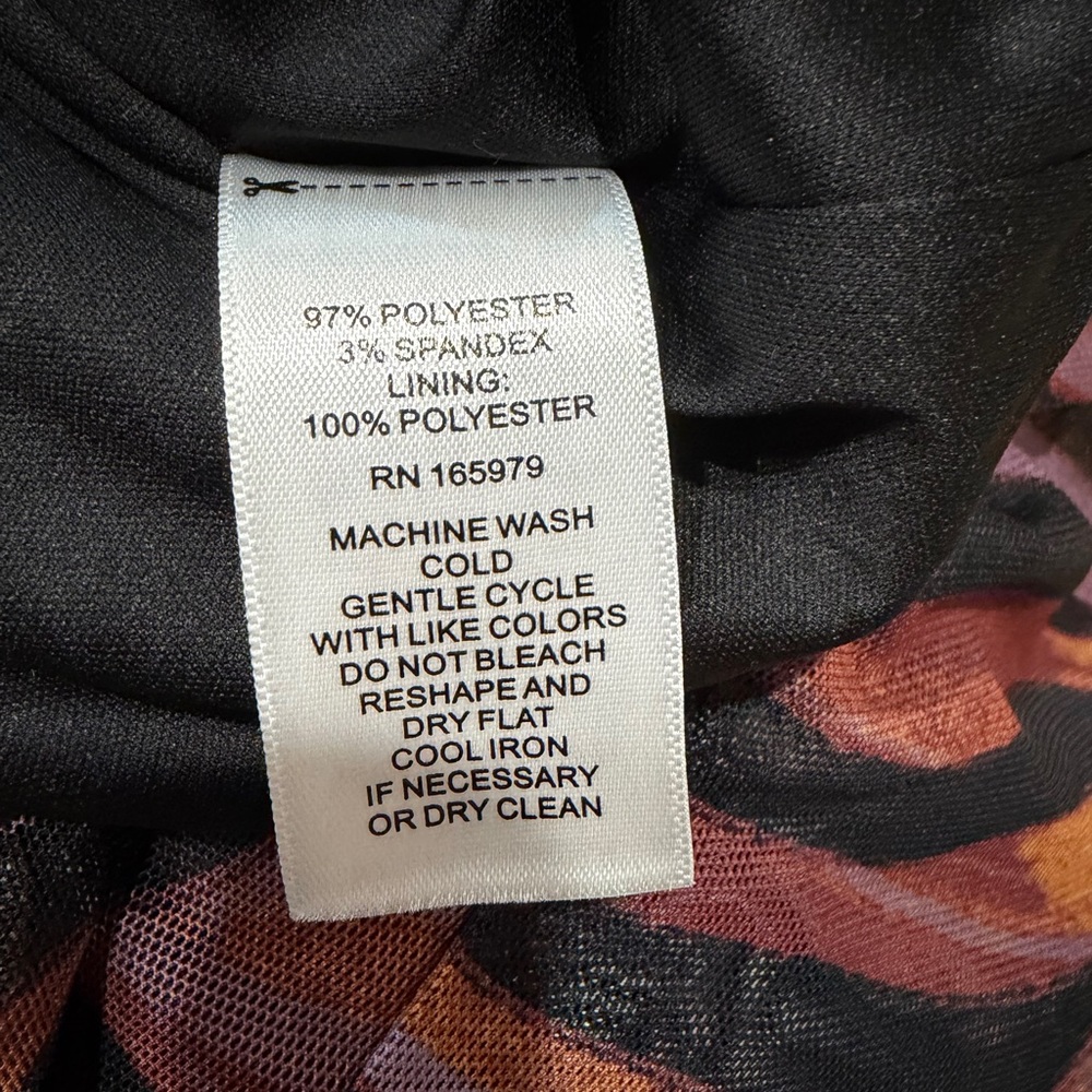 Cable & Gauge V-Neck Zebra-Print Top in Black, Rust & Purple. Pre Loved - Picture 5 of 6